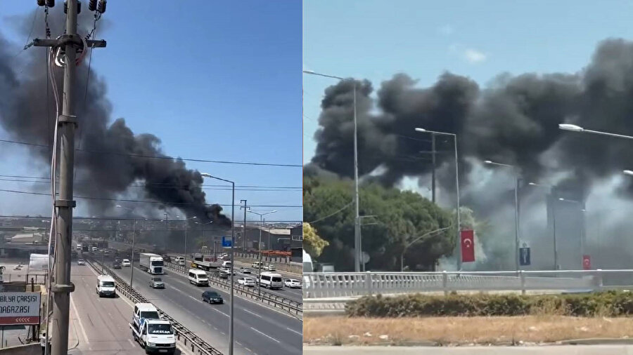 Gebze'de yanan fabrika