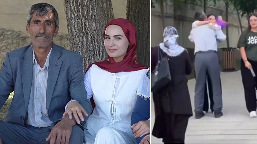 ​Muş'ta üniversite sınavına giren kızını çiçeklerle karşılayan baba.