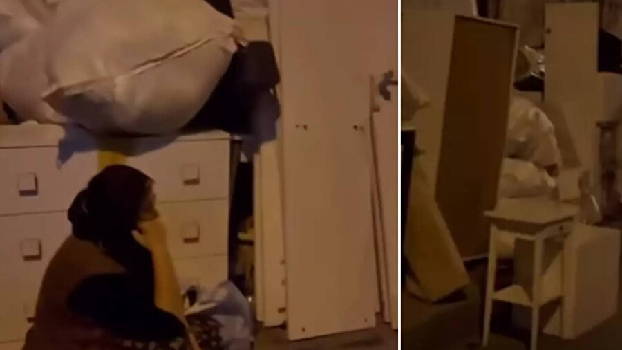 Yaşlı kadın, baba oğul tartışmasında evinden kovuldu.