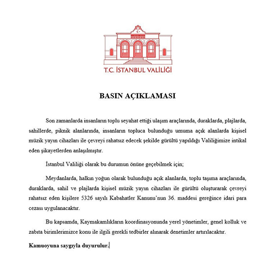 Valiliğin açıklaması