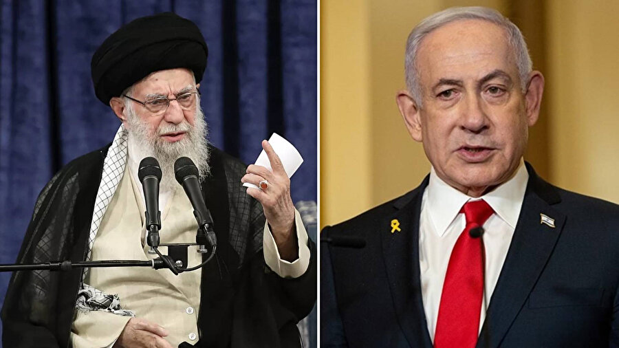 İran dini lideri Hamaney (solda) İsrail Başbakanı Netanyahu (sağda)