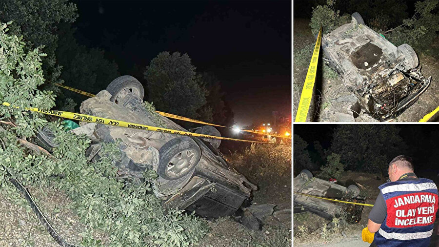 Uşak’ta korkunç kaza: Otomobil şarampole devrildi