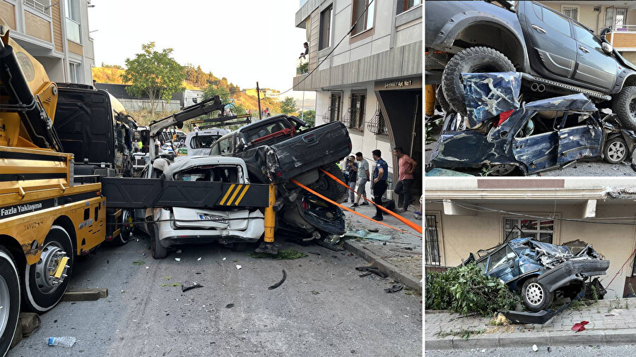 Başakşehir'de dehşet anları: Kayan vinç 23 aracı biçti