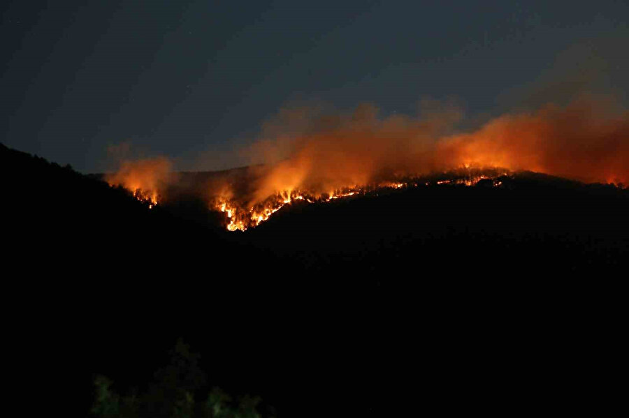 Çankırı’daki orman yangını havadan görüntülendi
