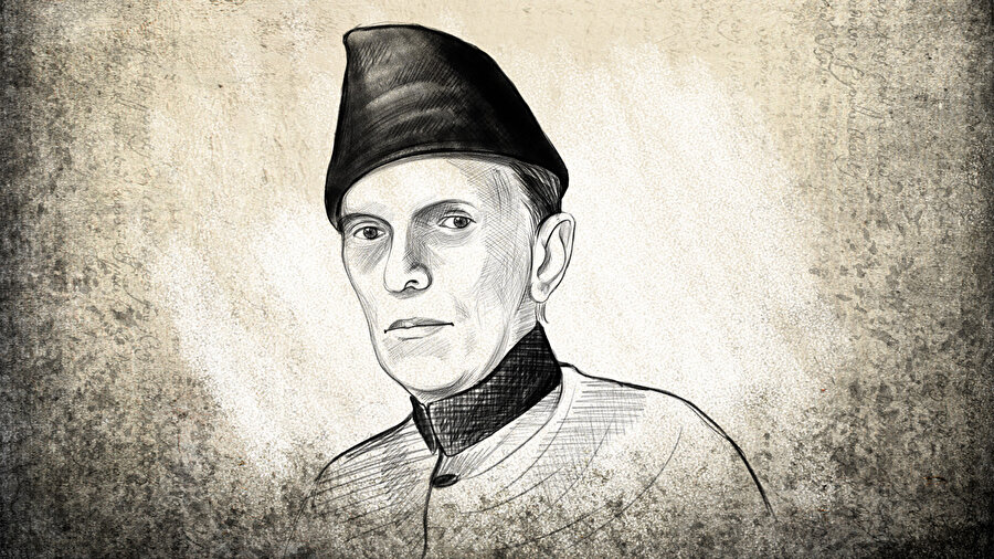 Pakistan'ın kuruluşunda oynadığı büyük rol sebebiyle Kaid-i Azam (Büyük Önder) olarak anılan Muhammed Ali Cinnah.
