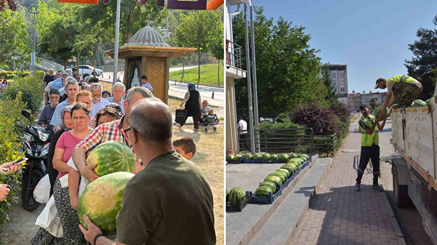 Fiyatlara kızdılar: 50 ton bedava karpuz dağıttılar