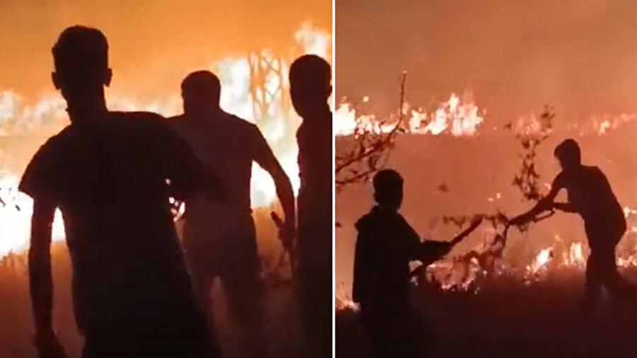 Hakkari-Van il sınırı arasında çıkan yangın korkuttu