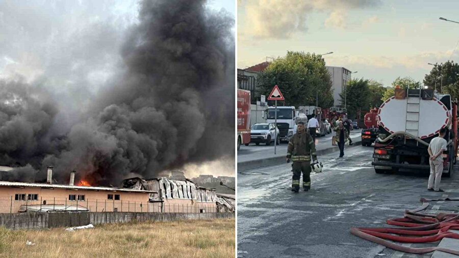 Arnavutköy’de sünger ve plastik fabrikasında yangın sabah saatlerinde söndürüldü
