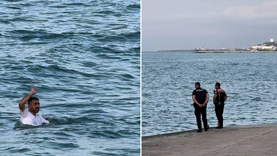 Samsun’da taşkınlık yapan şahıs polisten kaçarken denize atladı.