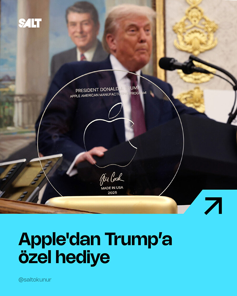 Apple'dan Trump’a özel hediye: 24 ayar altın tabanlı cam disk