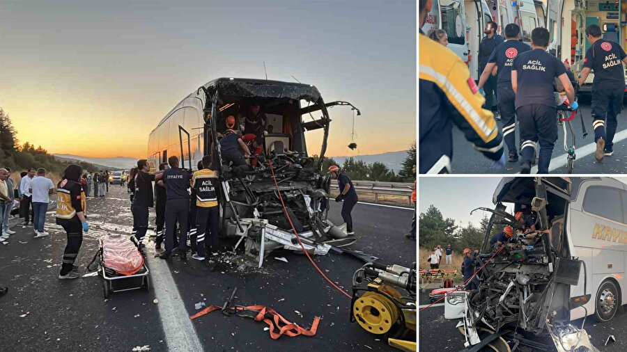 Tem'de korkunç kaza: Yolcu otobüsü kamyona çarptı... Bir ölü 10 yaralı