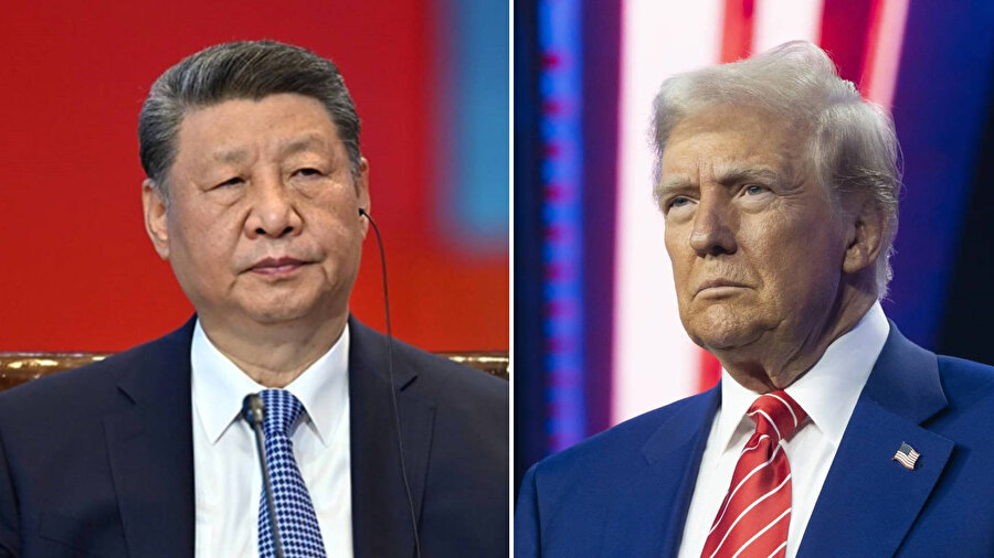 Çin Devlet Başkanı Şi Cinping (solda) ABD Başkanı Donald Trump(sağda)