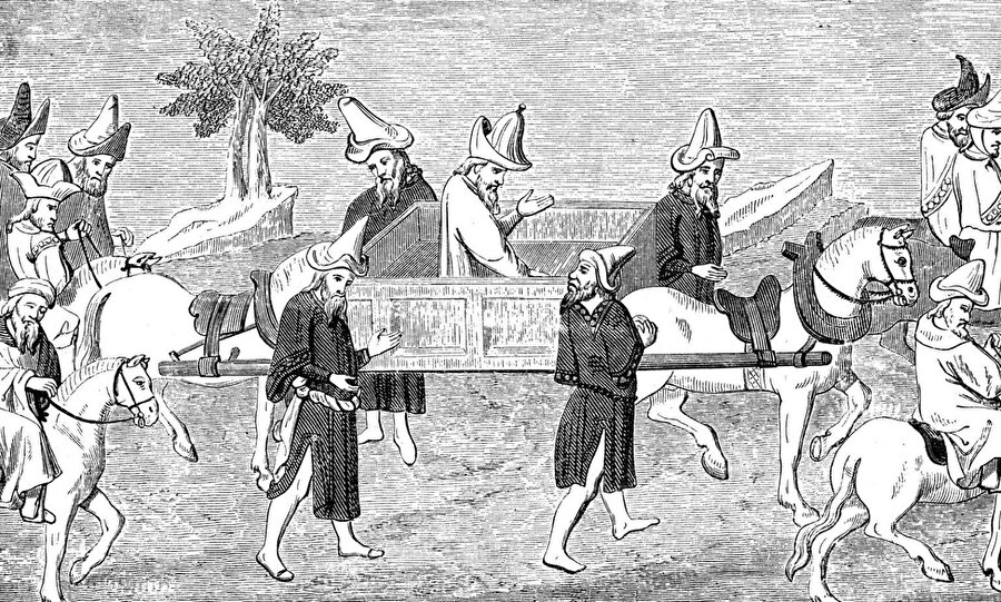 Marco Polo, Çin'de seyahat ediyor. 