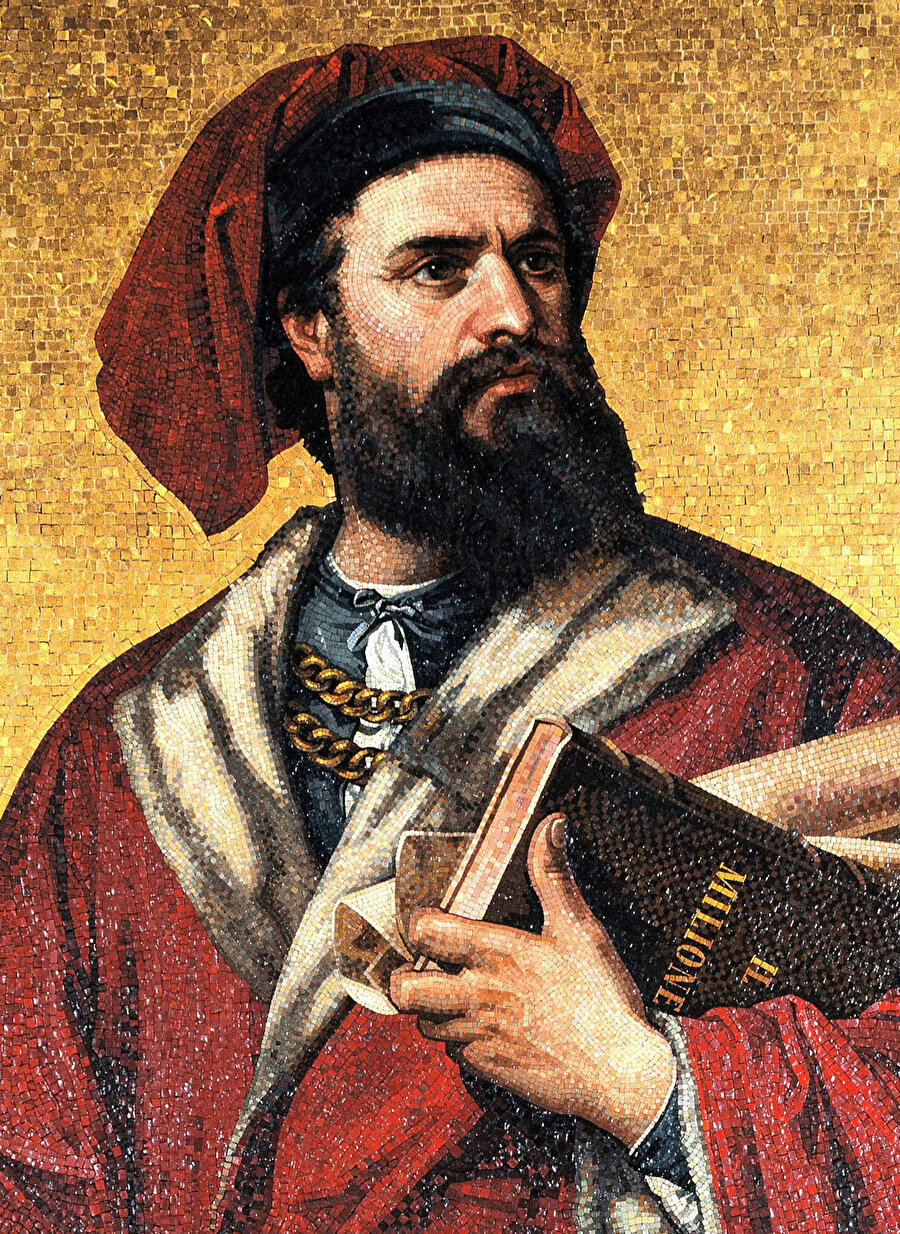 Marco Polo'nun 19. yüzyıldan kalma mozaik tasviri.