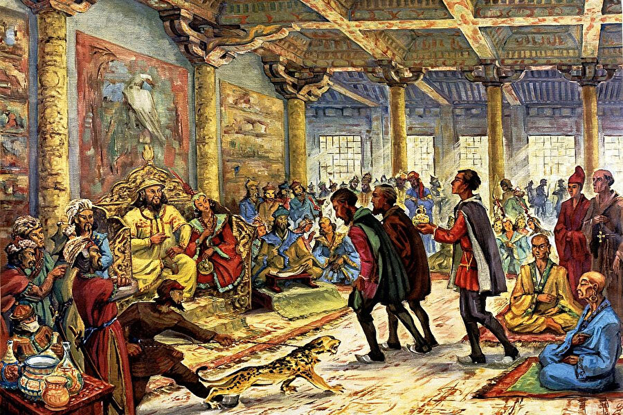 Marco Polo, Kubilay Han'ın sarayında.