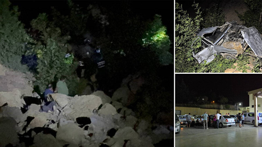 Adana’da otomobil uçuruma yuvarlandı.