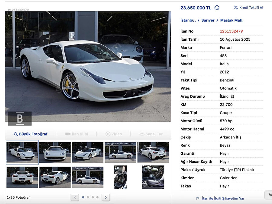 Kazada perte çıkan 17 milyonluk Ferrari'nin akıbeti belli oldu