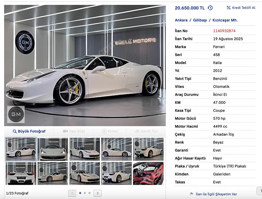 Kazada perte çıkan 17 milyonluk Ferrari'nin akıbeti belli oldu