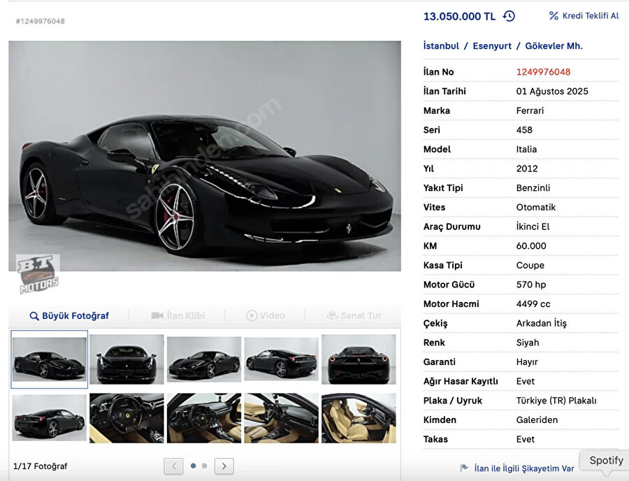 Kazada perte çıkan 17 milyonluk Ferrari'nin akıbeti belli oldu