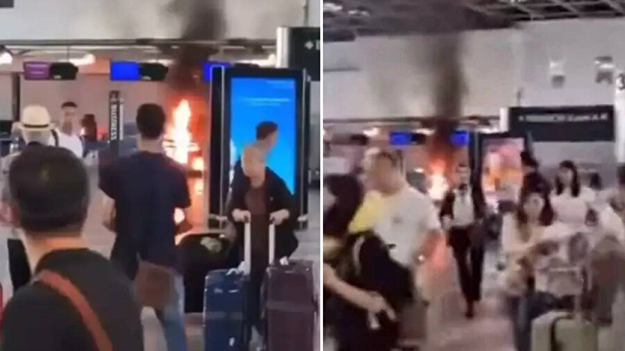 İtalya'nın Malpensa Havalimanı'nda bir yolcu yangın çıkardı.