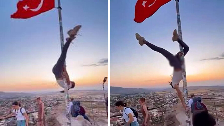 Kapadokya'da Türk bayrağına saygısızlık