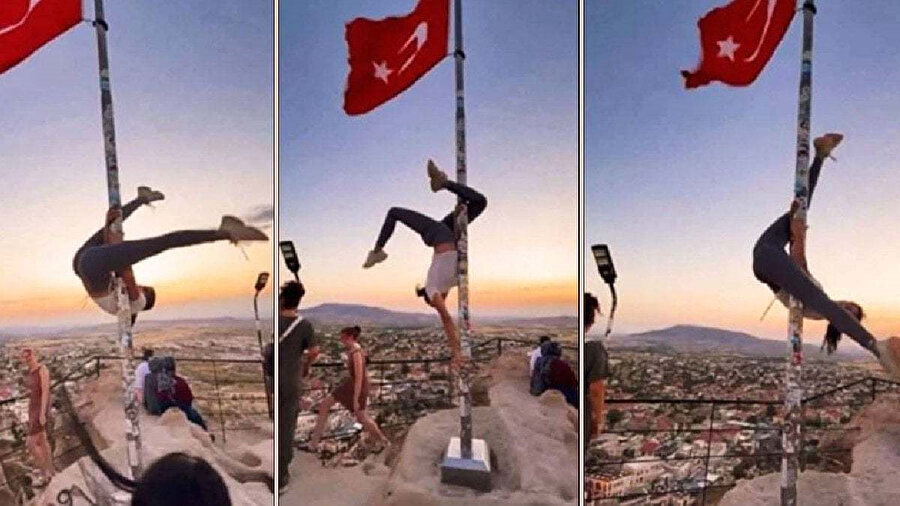 Kapadokya'da Türk bayrağına saygısızlık