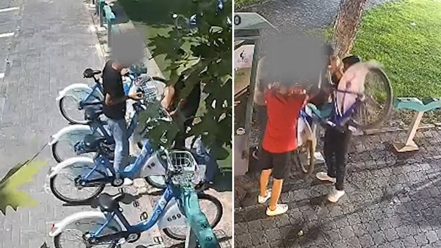 Bisiklet vandalları kamu malına zarar verdi