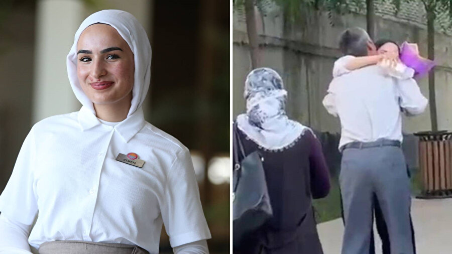 Babasının sınav çıkışı çiçeklerle karşıladığı Çimen, üniversiteyi kazandı 