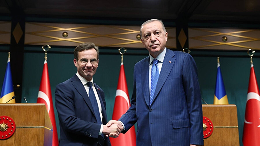 İsveç Başbakanı Ulf Kristersson ve Cumhurbaşkanı Erdoğan