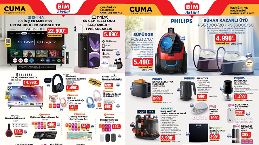 BİM aktüel ürünler kataloğu çıktı | 2-5 Eylül BİM indirimli ürünler... Bu hafta BİM'e hangi ürünler gelecek? İndirimli kırtasiye ürünleri, wag maşası, televizyon, telefon ve daha fazlası...