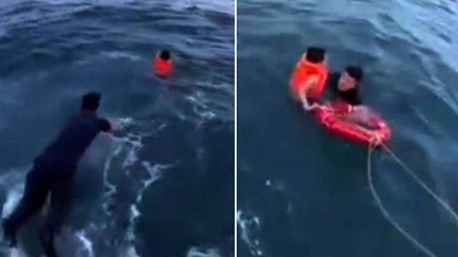 Denizde bin 200 metre sürüklenen çocuk kurtarıldı.