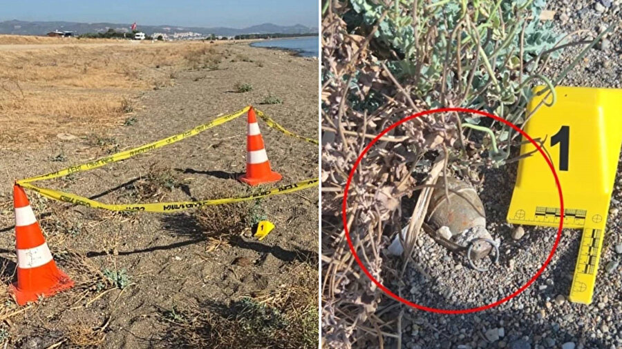 Bursa İznik Gölü sahilinde patlamamış el bombası bulundu.