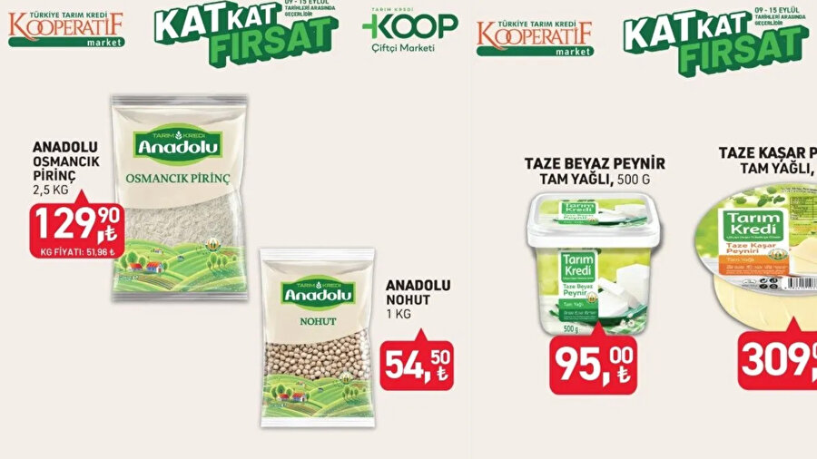 Tarım Kredi Market 9-15 Eylül 2025 aktüel kataloğu | Çay, un, zeytinyağı, peynir, sucuk ve temel gıda ürünlerinde büyük indirimler başladı