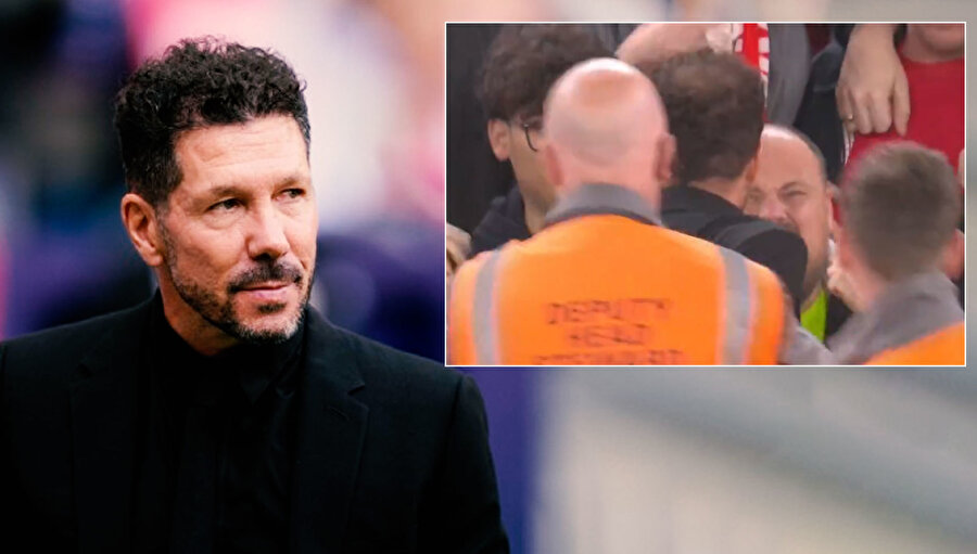 Diego Simeone'nin tartıştığı taraftar bakın kim çıktı! Liverpool - Atletico Madrid maçında ortalık karıştı...