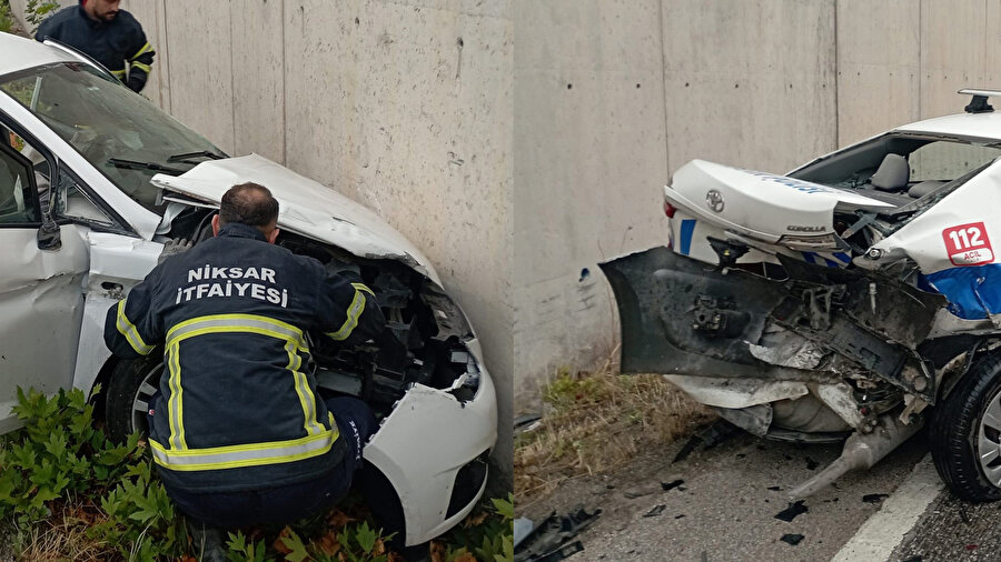 Kazaya müdahaleye gitmişlerdi: Polislerin aracına otomobil çarptı! 2'si polis 8 yaralı
