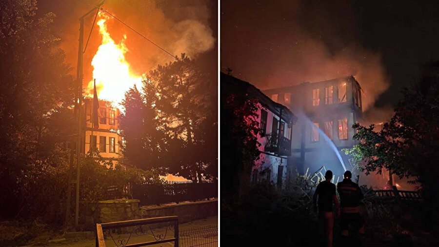 Bolu'nun Mudurnu ilçesinde tarihi konak yandı.