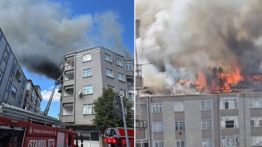 Bağcılar'da 5 katlı bina yangını