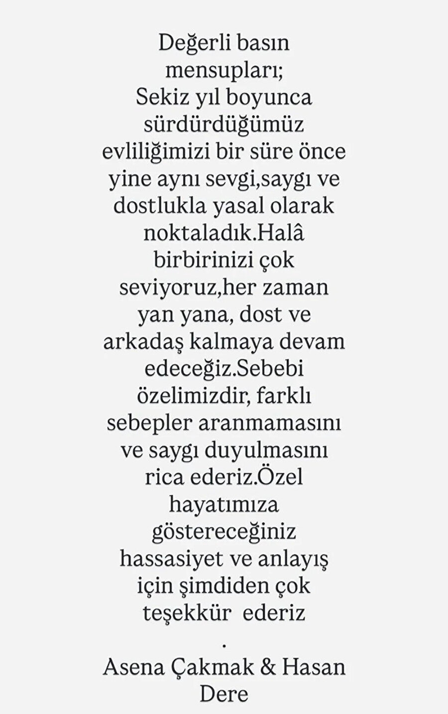 Asena ve Hasan Dere boşandı