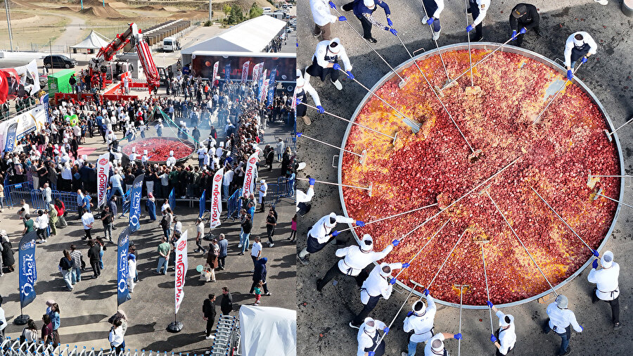 Guinness Rekorlar Kitabı’na girdi: Afyonkarahisar'da 1930 kilo sucuklu yumurta yapıldı