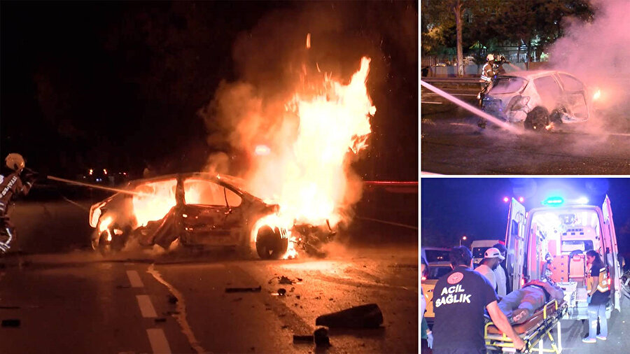 Esenler’de korkunç kaza: Takla atan otomobil alev aldı, yaralılar var