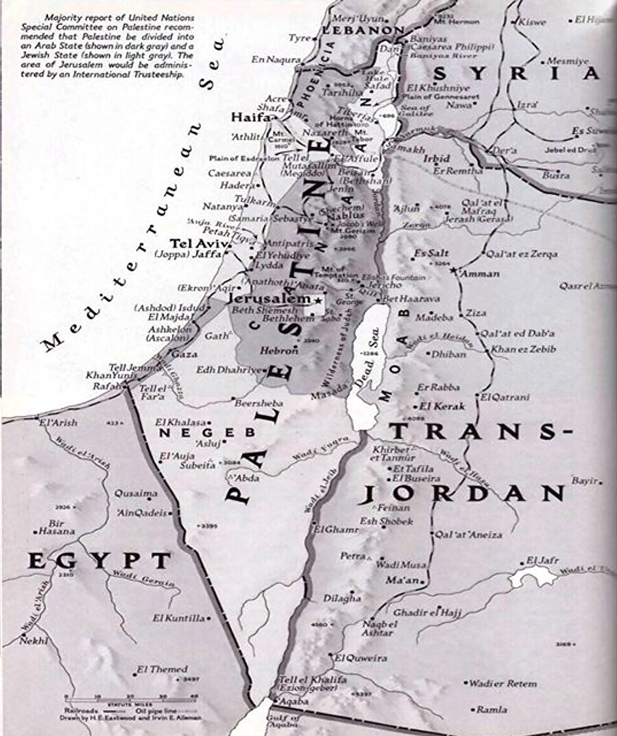 1947 tarihli Filistin haritası (National Geographic)