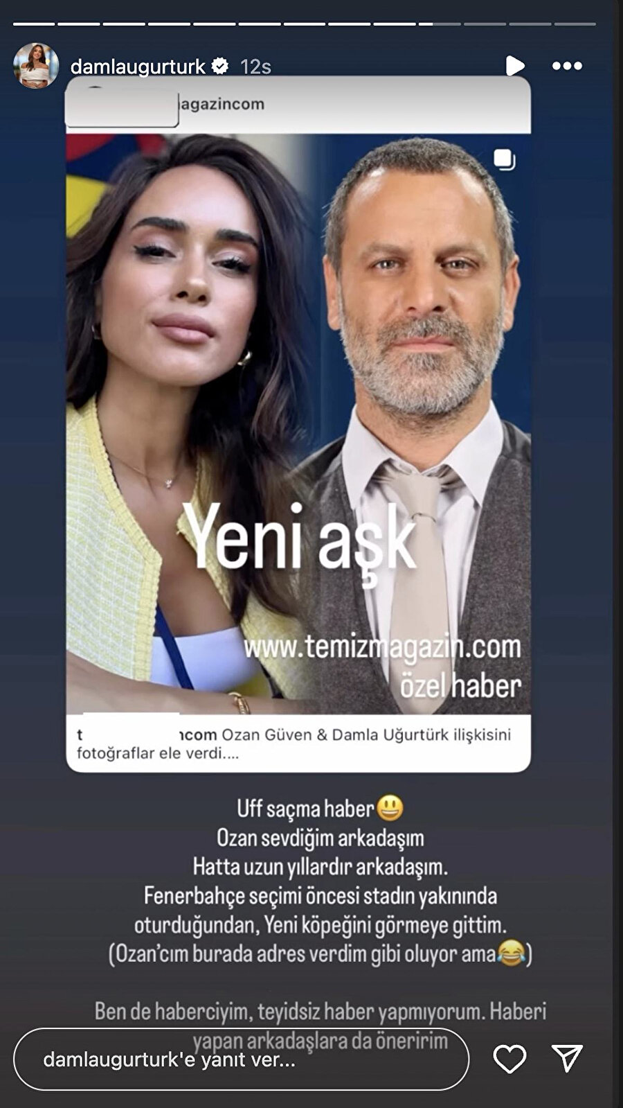 Ozan Güven Damla Uğurtürk aşk iddiası