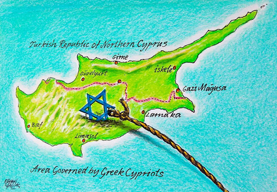 Tarihsel olarak Kıbrıs, İsrail vatandaşları için bir çekim merkezi konumunda bulunuyor. (Çizim: Erhan Yalvaç)