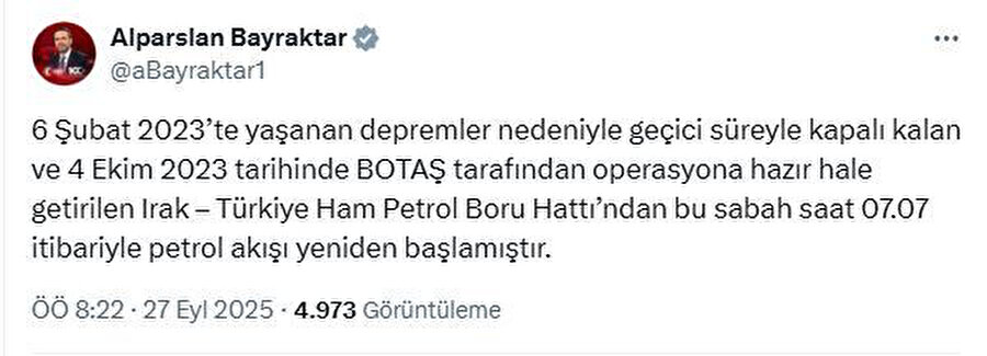 Irak-Türkiye Ham Petrol Boru Hattı