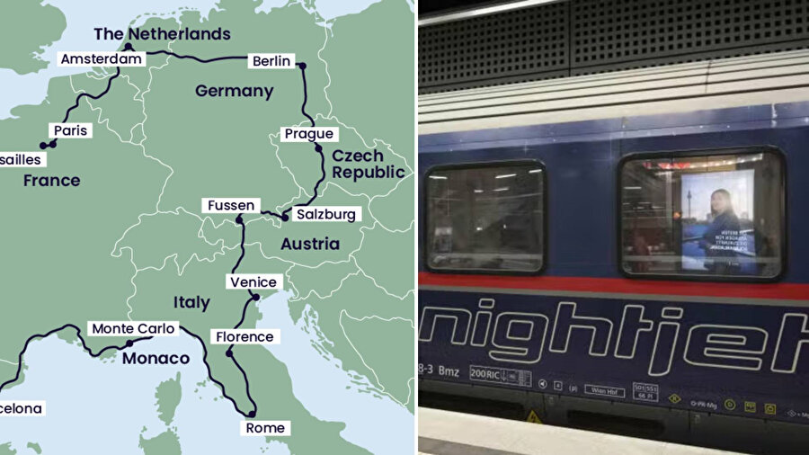 Viyana/Berlin-Paris gece treni