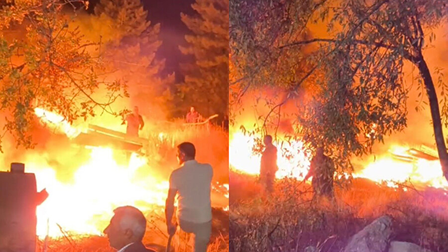 Düğün salonu yakınında çıkan yangın paniğe neden oldu