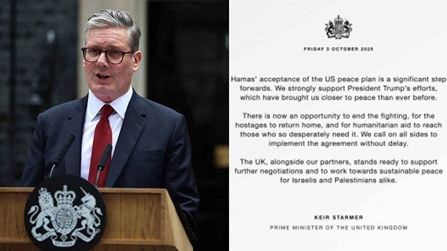 İngiltere Başbakanı Keir Starmer, tüm tarafları barış planını uygulama çağırdı.