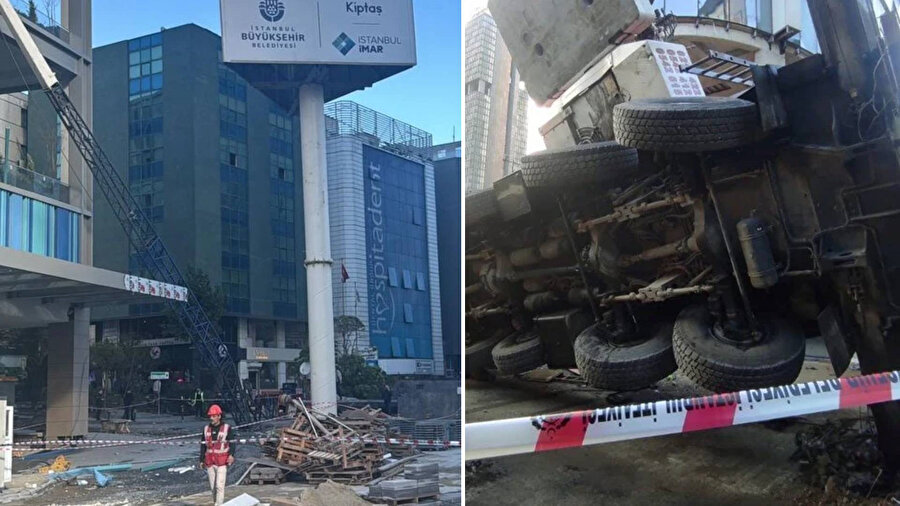 İnşaat alanındaki vinç öğrenci yurduna devrildi