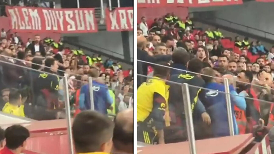 ​Samsunspor - Fenerbahçe maçında Mert Hakan ile tribünler arasında tartışma: Çevik kuvvet araya girdi