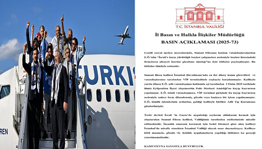 İstanbul Valiliği'nden Sumud Filosu aktivistinin gözaltına alındığı iddialarına ilişkin açıklama